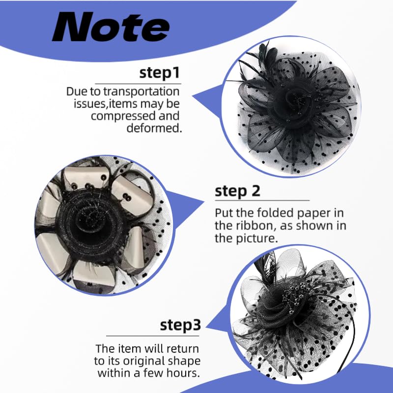 6PCS Vintage Fascinator Hats for Women - Multifunctional Feather Floral Designs in 6 Vivid Colors, Headbands for Tea Party, Weddings , Proms and Diverse Events - Image 7