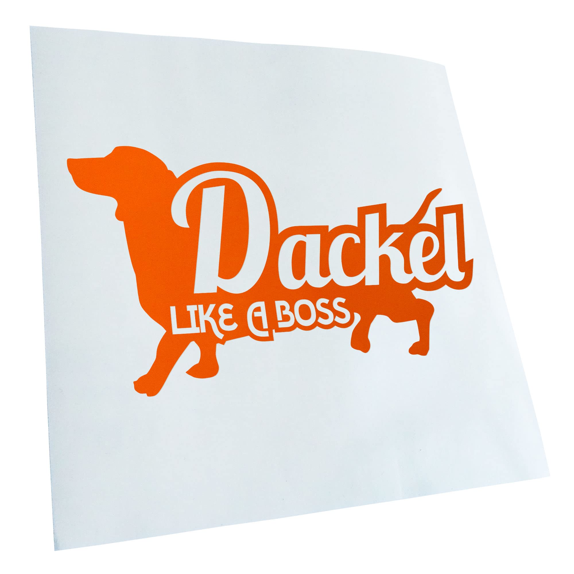 Kiwistar - Car Sticker - Orange - 60 x 33 cm Dachshund Like a Boss Dachshund - Rear Window Car Sticker Weatherproof for Car Truck Moped Truck - Sticker Exterior Self-Adhesive Tuning Accessories for