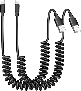 [Apple MFi Certified] iPhone Coiled Lightning Cable for Car, 2Pack 6FT USB to lightning Fast Charger Retractable Cord for iPhone14/13/12/11 Pro Max/XS MAX/XR/XS/X/8/7/Plus/6S iPad/Airpods/iPod/Carplay
