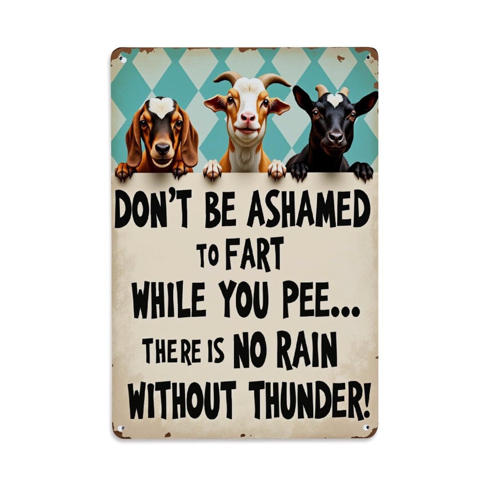 Enderetf Vintage Goat Dog And Cow Pattern Tin Sign Metal Poster, Home Bar Garage Man Cave Cafe Indoor & Outdoor Wall Decoration 8X12inches