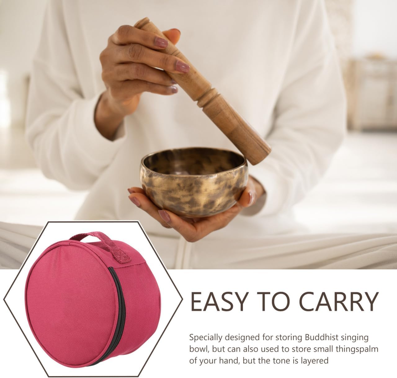 Vaguelly Crystal Singing Bowl Carrying Case:8.6x4.7in Meditation Healing Bowl Pouch Buddhist Sound Bowl Bag Tibetan Singing Bowl Storage Bag Heavy Duty Carrier Case Crystal Singing Bowl Case