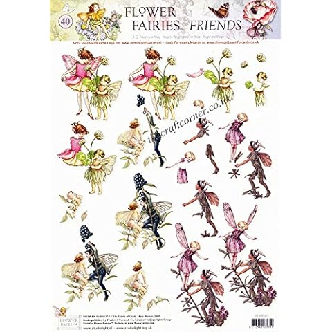 Flower Fairies 40 Wild Thyme, White Clover & Privet Fairies by Cicely Mary Barker 3d Decoupage Sheet Cover