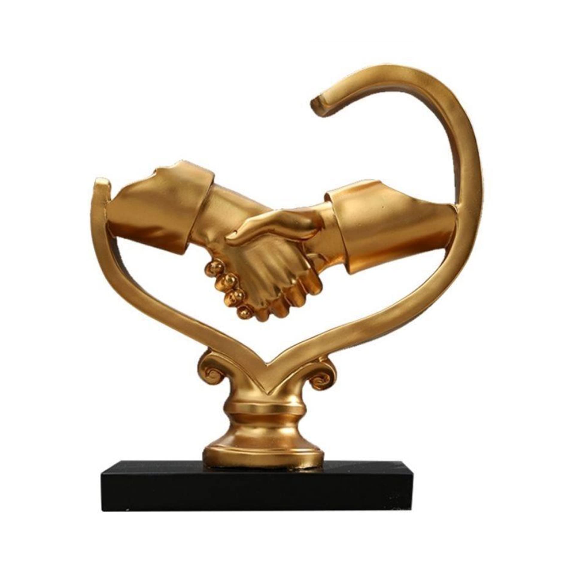 Scultura Moderna della Decorazione della Stretta di Mano, Home Decor Resina Statua Room Artigianato Creativo Regalo Art Ornamenti per Bookself TV Stand-Bronzo 32 * 35cm,A
