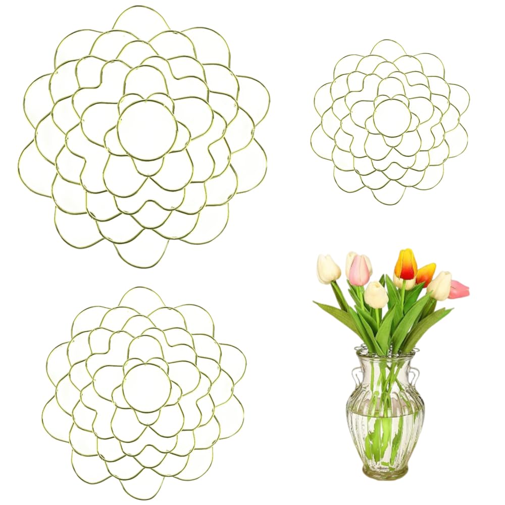 Flower Arrangement Holder, 3PCS Stainless Steels Flower Arranger Reusable Flowers Grid for Floral Stems Vase Plant Flowers Fixation