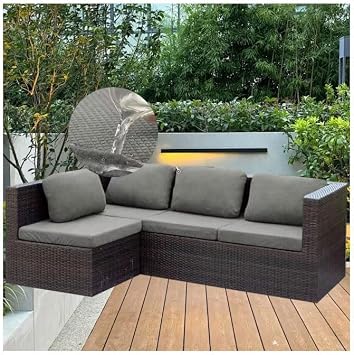 Waterproof Rattan Cushion Covers, 1/2/3 Seat Stretch Fit Garden Furniture Seat Covers, Jacquard Replacement for Patio, Balcony & Indoor Chairs Khaki,Backrest Cover