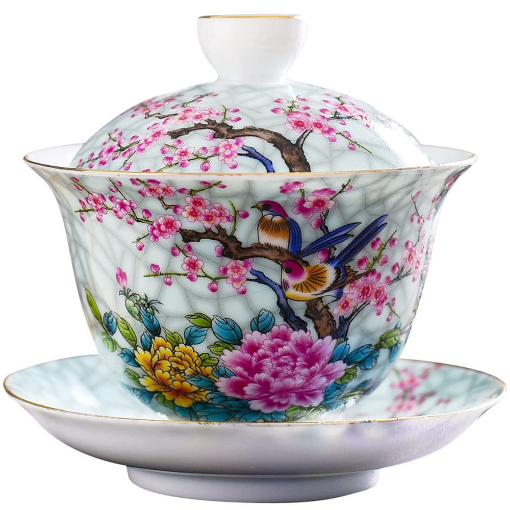 Bol à thé Gaiwan en céramique Jingdezhen XIALON 180 ml pour infusion chinoise