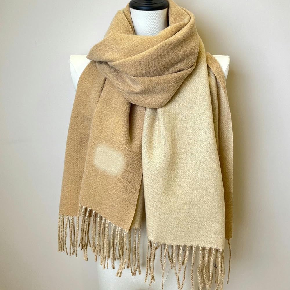 SYJYM Bufanda de Dos Colores de Doble Cara, Chal con borlas de Cachemira de imitación básico Simple, protección para el Cuello Unisex a Prueba de frío para otoño e Invierno