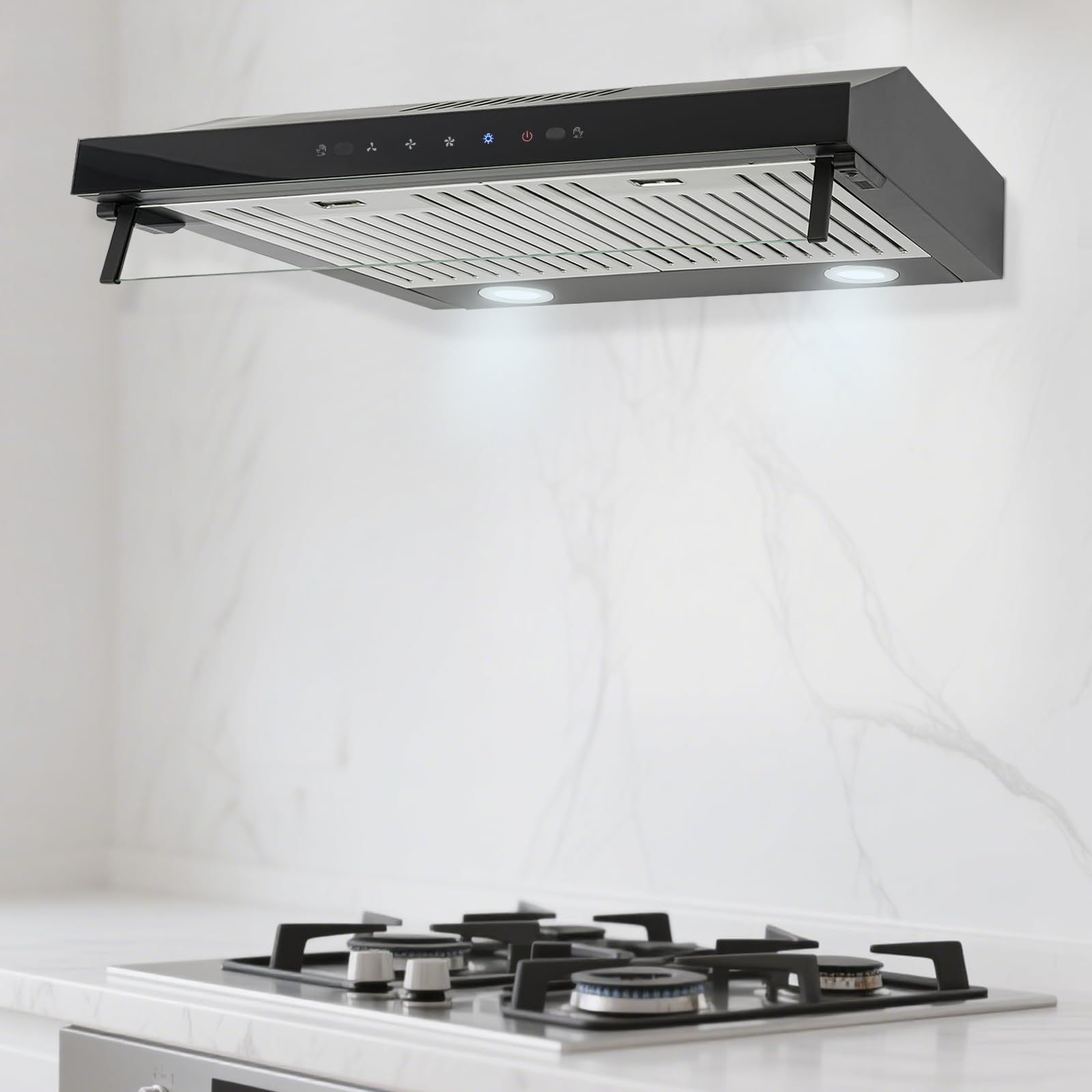 Cappa aspirante a doppio motore, a 3 marce, velocità del vento 60 cm, funzione touch, cappa aspirante da cucina, cappa di ricircolo dell'aria di scarico