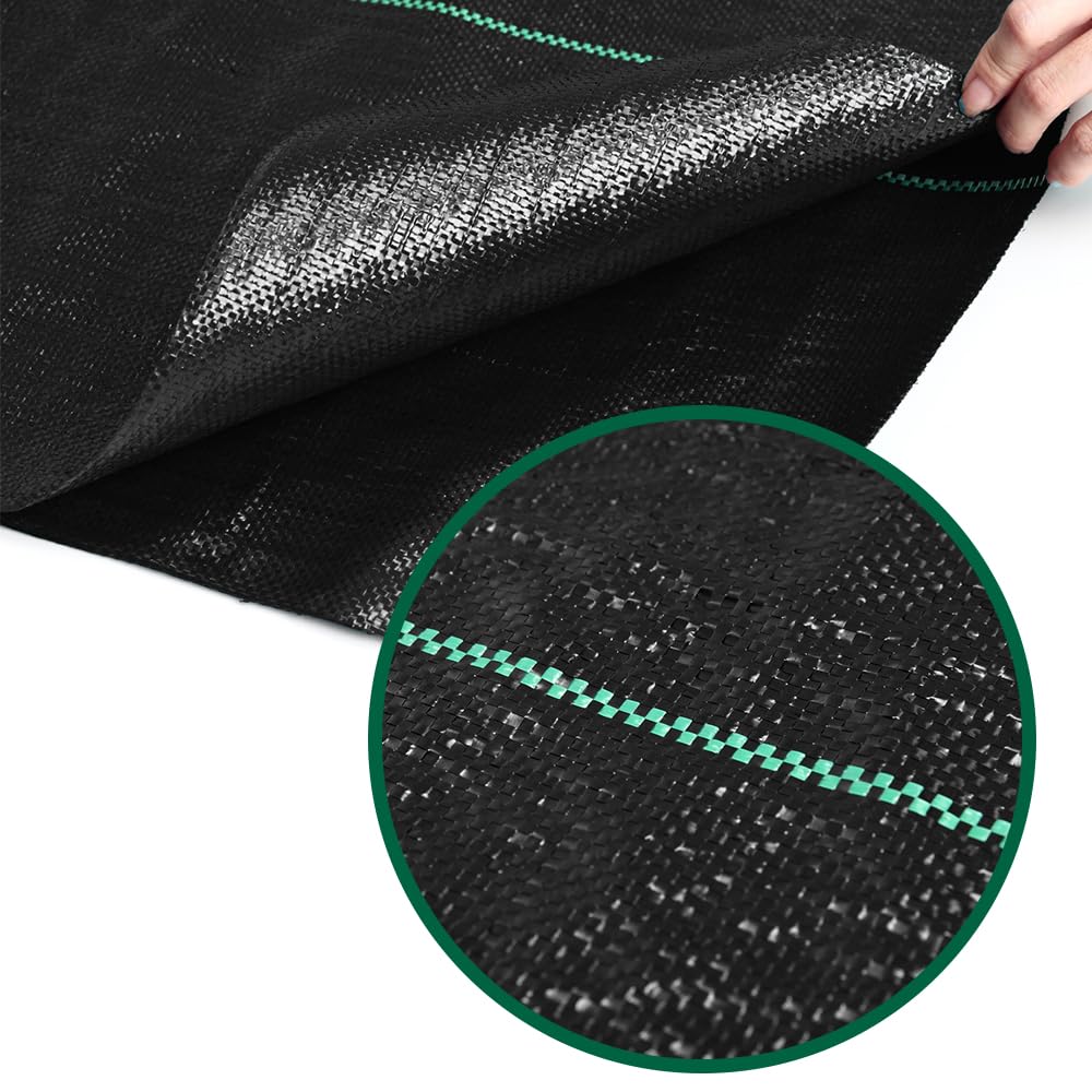 Petgrow 2M x 10M Membrane de contrôle des Mauvaises Herbes - Bâche de Protection Contre Les Mauvaises Herbes - Revêtement de Sol Robuste Noir - Tissu Respirant (2 m x 10m)