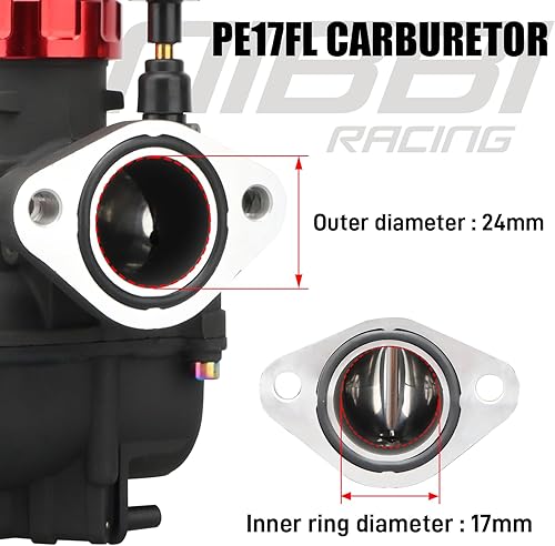 Miniatura 3 de NIBBI Carburador PE17mm, Carburador de 17mm para motor de motocicleta de 90cc 100cc 110cc con carburador Jets - Para Dirt Pit Bike Mini Bike