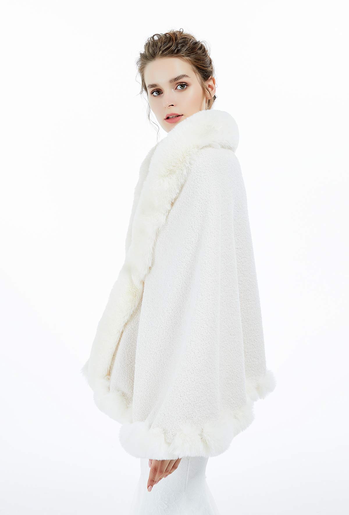 BEAUTELICATE Châle Étole en Fausse Fourrure Cape Veste en Laine d'agneau De Femme Mariage Hiver Soirée Mariée Cérémonie Fête Demoiselle d'honneur Taille Unique