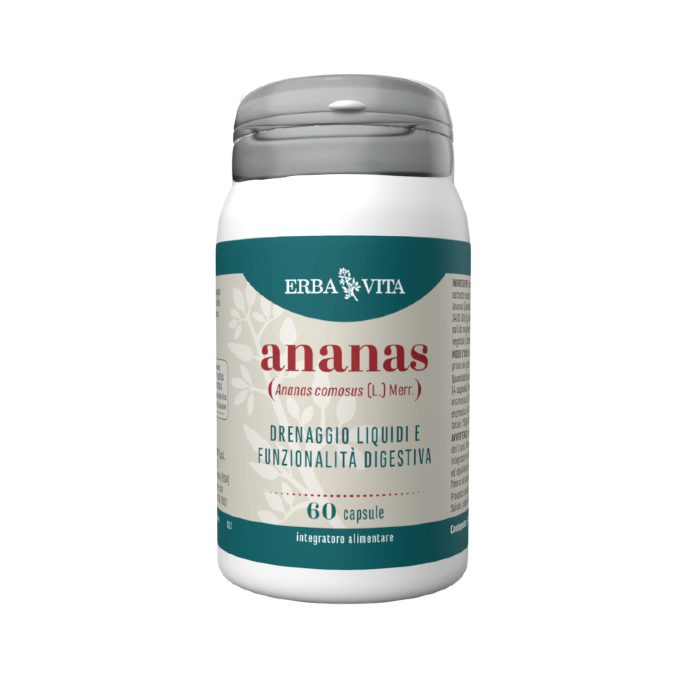 ERBA VITA Integratore Alimentare di Ananas - 60 Capsule - Favorisce drenaggio dei liquidi corporei