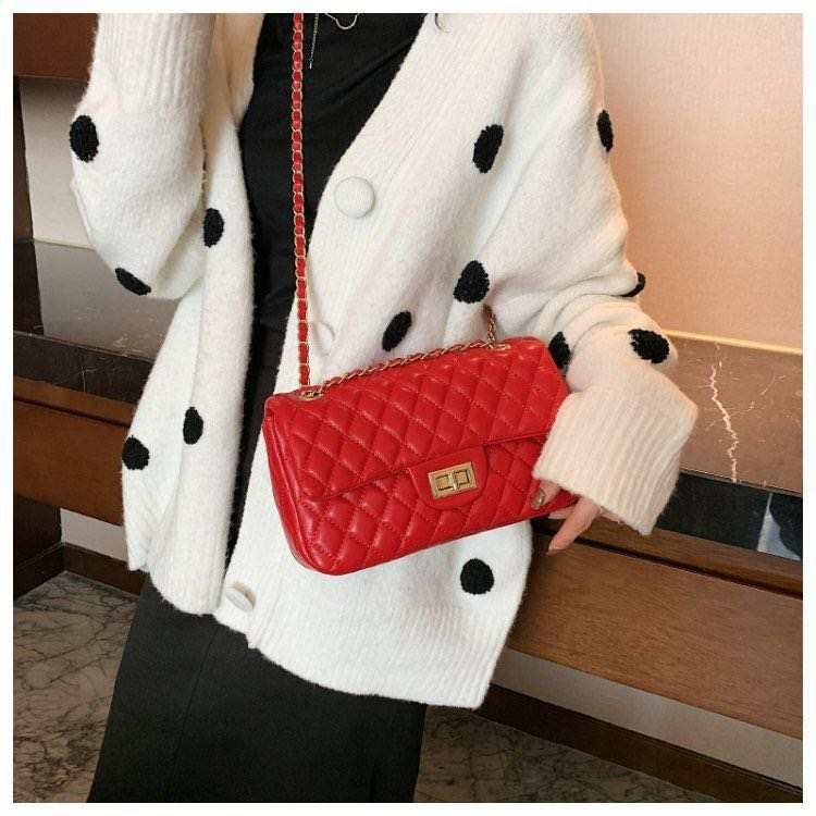 Image of Fashion Trendy Ladies Side Bags Small Chain Leather Fabric Women Purse Handbags Shoulder Bags | Fashion