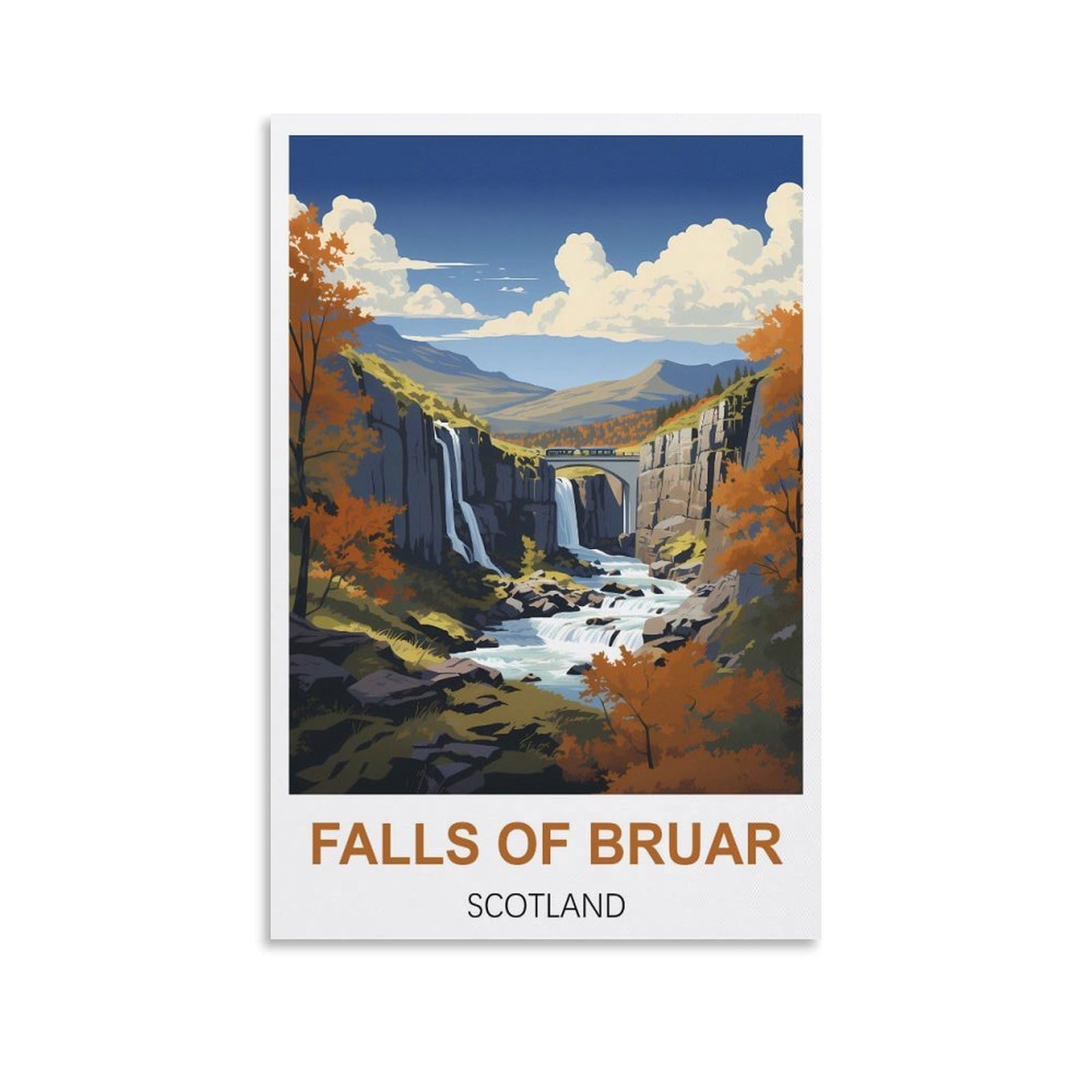 Metal Tin Sign,Falls of Bruar Scotland,Tin Sign Metal Retro Art Wall Poster for Home Club Garden Decor 30x30cm