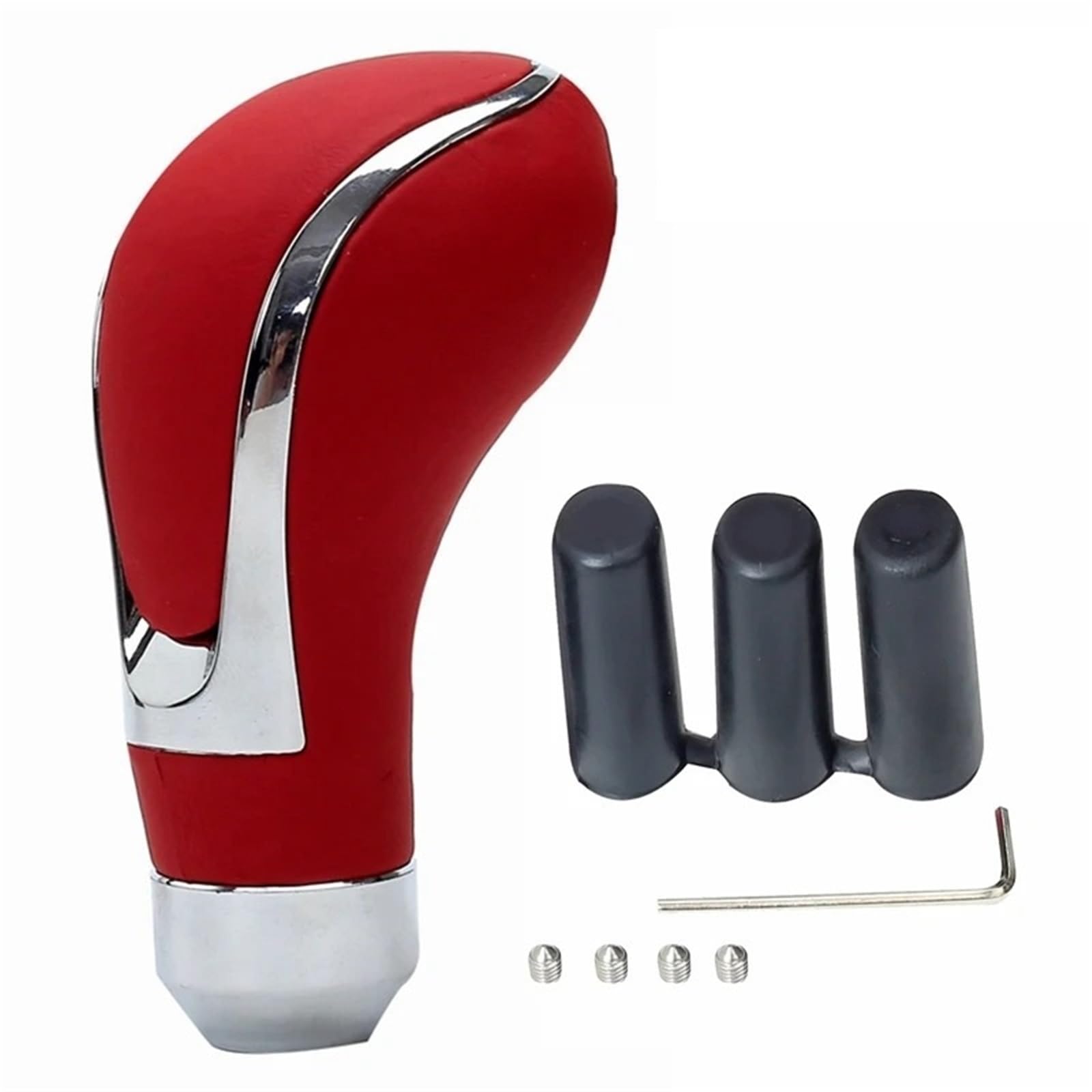 Jxewmtmc Red B Leather Black Red Gear Knob Car Shift Shifter Stick Lever Manual Transmission Gear Stick Shift Cover(Red B)
