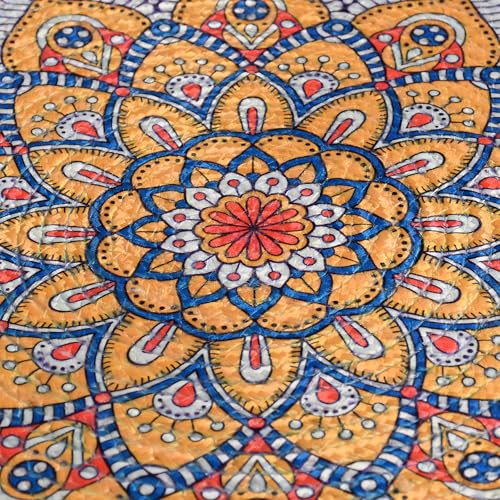 Image of LaVichitra Cotton Table Placemat | Dining Table Mat | Bed Side Table Mat | Cotton Round Shape Placemats | Washable PlaceMat for Shelves & Plant Pots - Pack of 4, Mandala Art