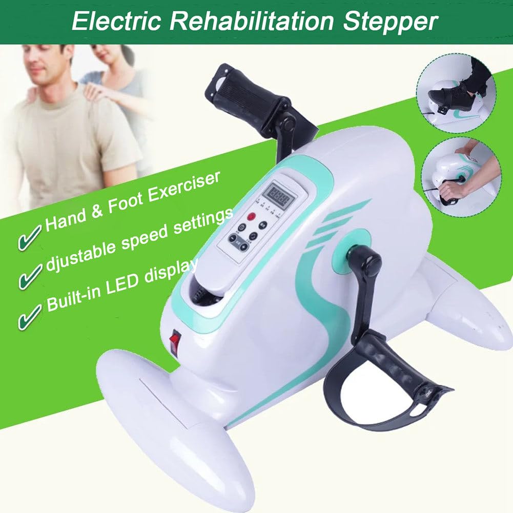 Pedali Statici per Anziani, Mini Cyclette da Casa, Pedaliera Elettrica con Telecomando e Schermo LCD per Allenamento di Braccia e Gambe, Livelli di Resistenza Regolabili
