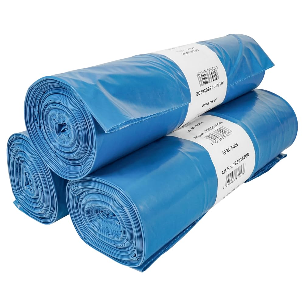 Müllbeutel Typ 60 mit Zugband 120l I Abfallsack für Haushalt, Garten & Industrie I Besonders stabil & reißfest I blaue Schwerlast Müllsäcke aus hochwertigem Material I 250 St.