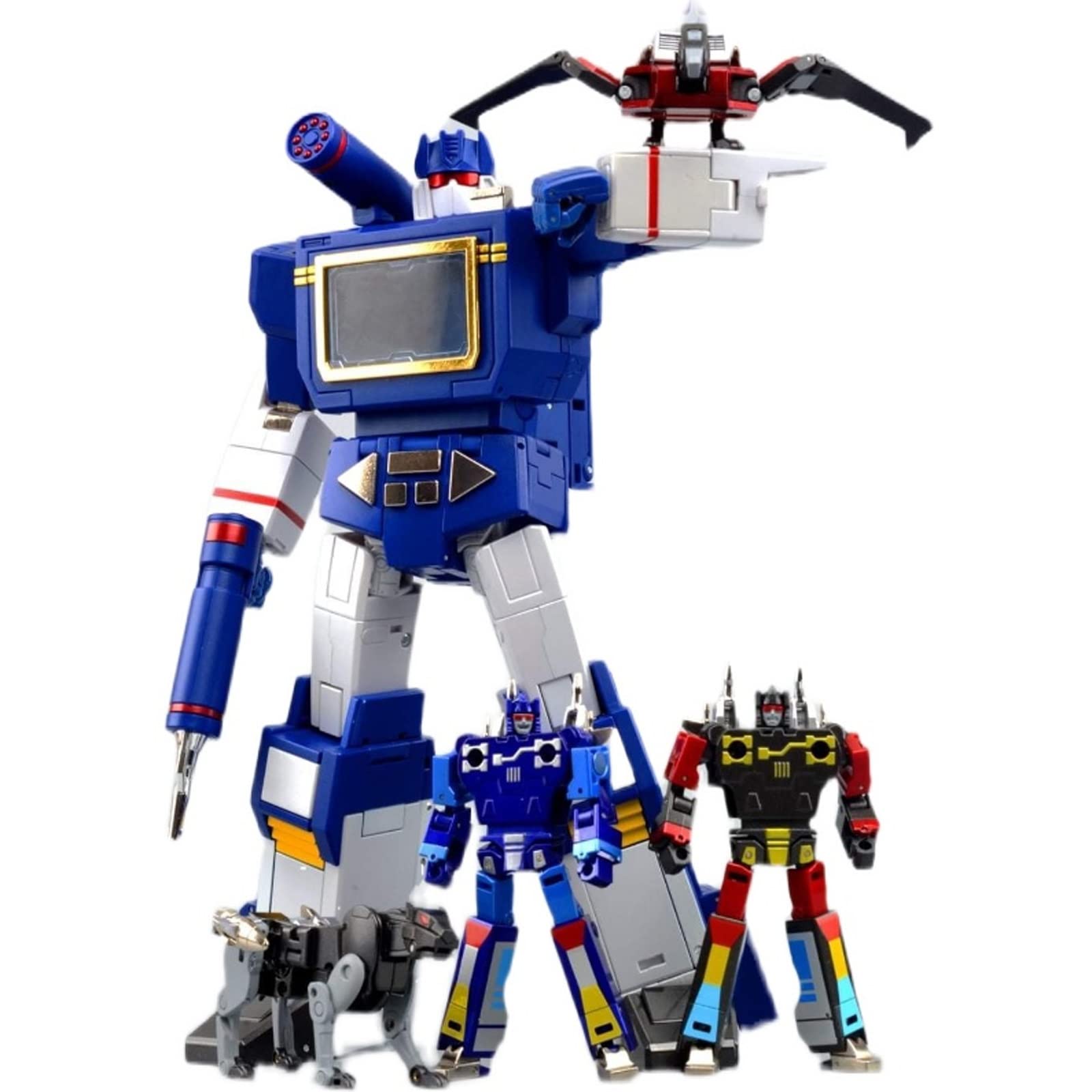 JIGFLYG1 Animated Transformer Soundwave RP-01 with RP-01B Tape Legion Rumble Ravage Frenzy Beak Decepticons Recorder Model Robot Toy KO Version Action Figure