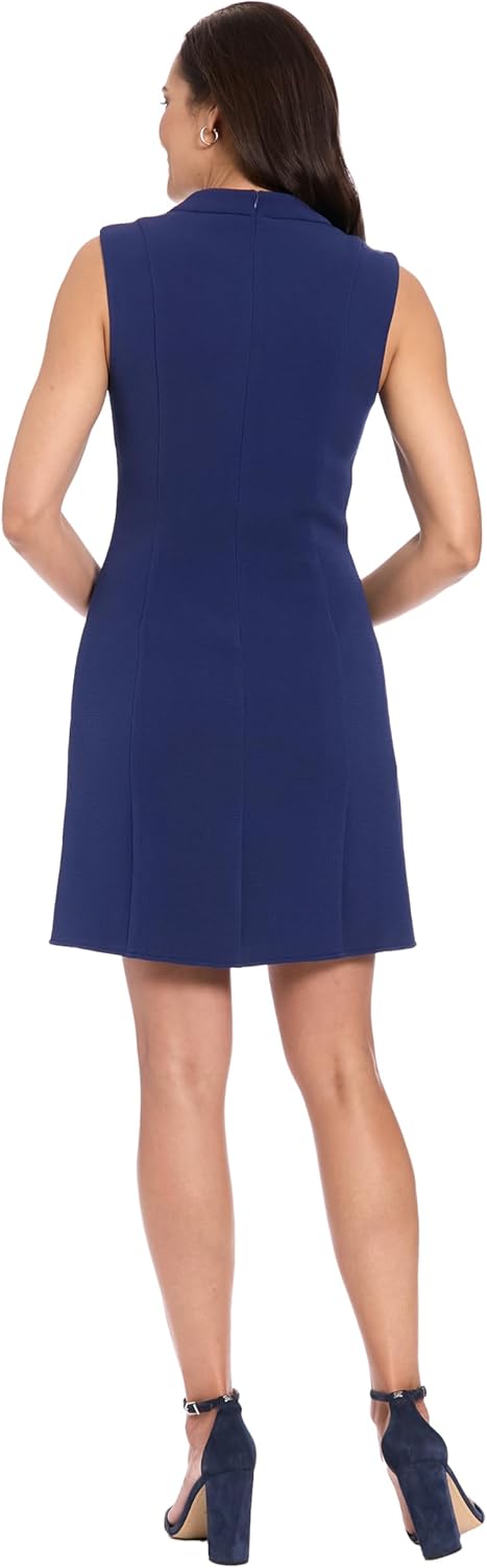 London Times Womens Sleeveless Round Neck Sheath Dress with Welt Pockets - Professional Work Dresses - Image 3