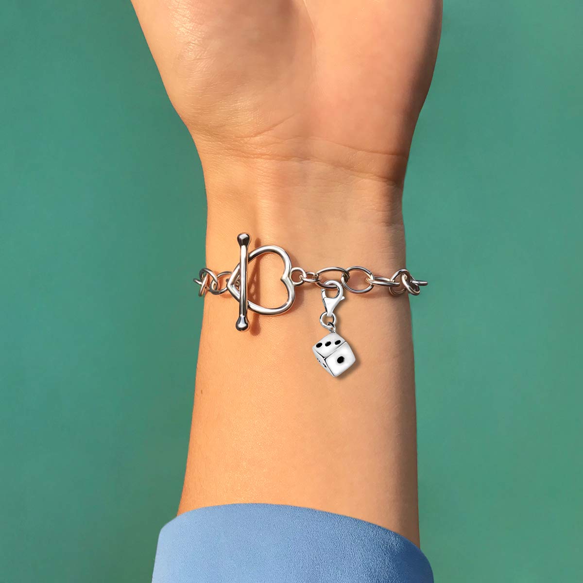 Quiges Charm con Cierre Plateado Dados Abalorios Joyería de Mujer