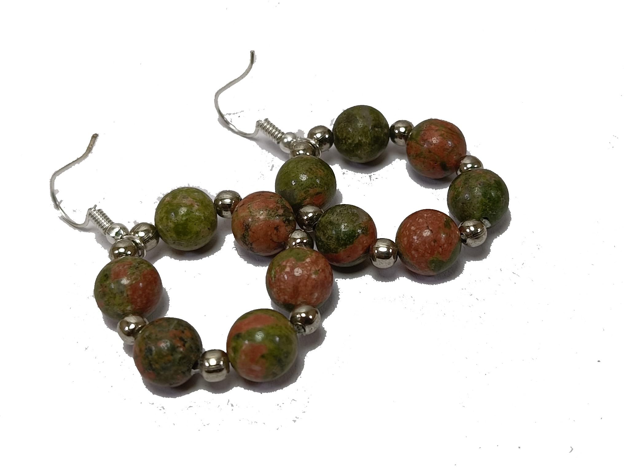 Unakite Erring Stone women Beads Erring Set Healing Crystal Gemstone Jewelry round shape