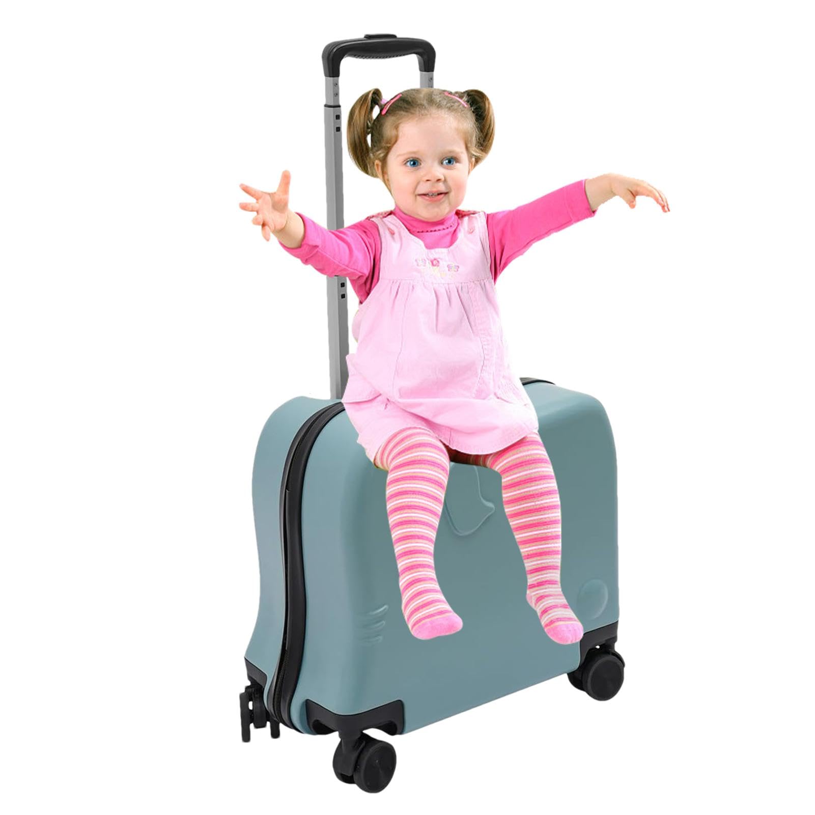 Generisch Valigia per bambini, bagaglio per bambini con ruote, a forma di | elefante, per bambini e ragazze, Blu, descrizione, descrizione