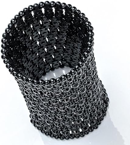 Szxc Womens Ballroom Rhinestone Stretch Cuff Bracelets Fit Wrist Circumference from 6.5" to 7.8" - Lead & Nickle Free - Image 3