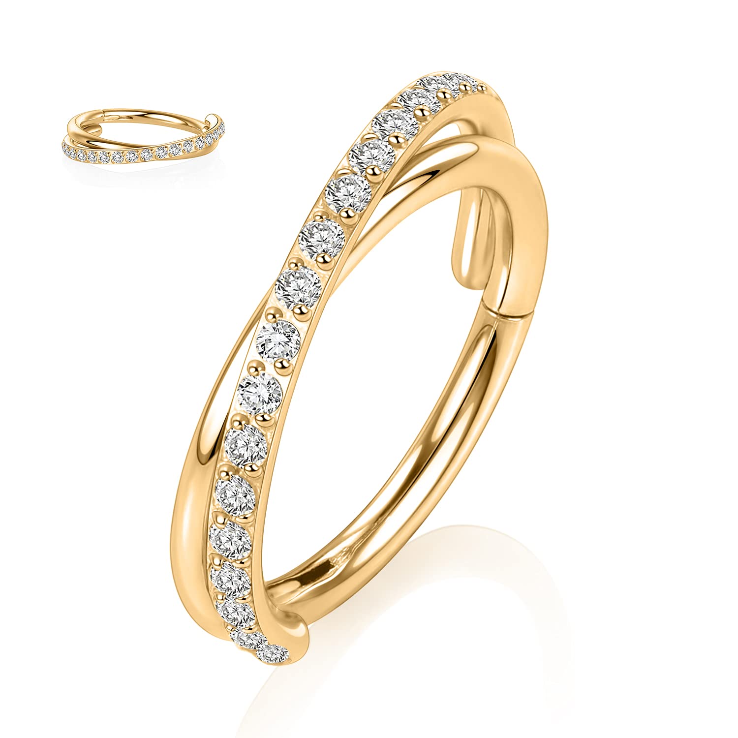 AROWRO16G Piercing para la nariz de acero quirúrgico, hélix, Conch Tragus Pendientes, bisagras, anillo segmento, para mujeres, hombres, diseño de cruz y corazón