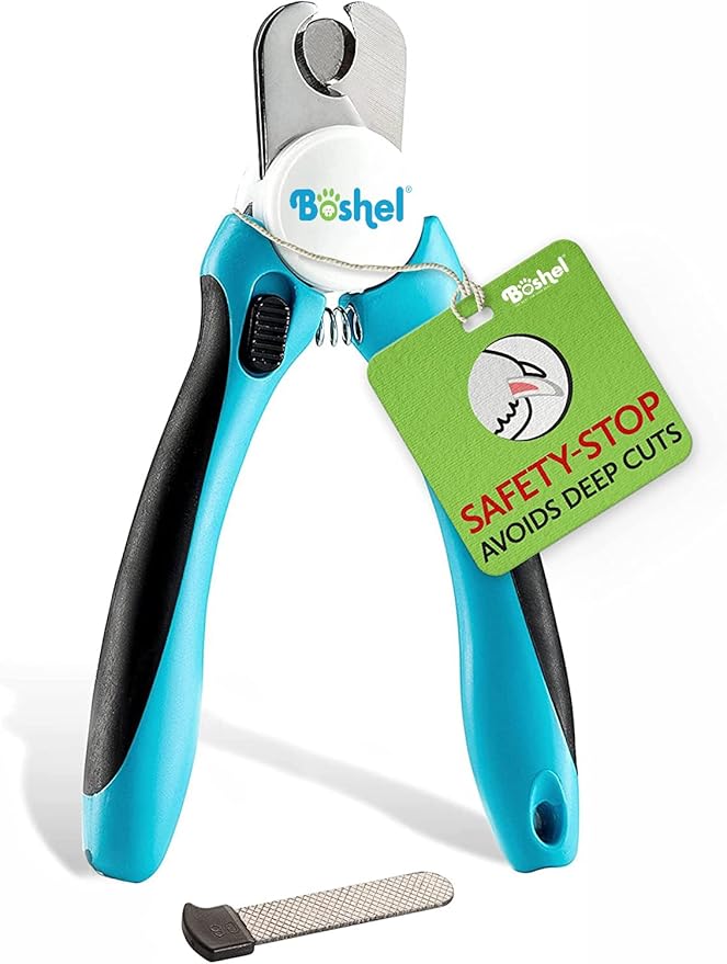 BOSHEL Dog Nail Clippers - Dog Nail Trimmers for Large Dog with Quick Sensor - Pet Nail Clippers for Dogs - Heavy Duty Pet Nail Trimmer with Safety Guard & Dog Nail File Safe at Home Grooming