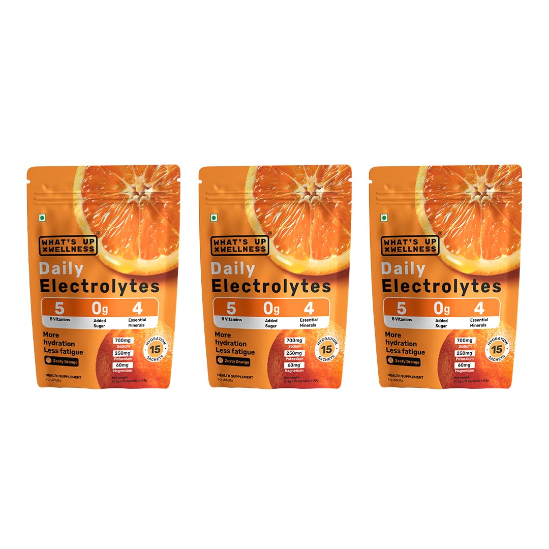 What's Up Wellness Daily Electrolytes Powder - Zesty Orange Flavour | Zero Added Sugar | Instant Hydration - Sodium, Potassium, Magnesium & Zinc | Vegan | 15 Sachets — Amazon image 16