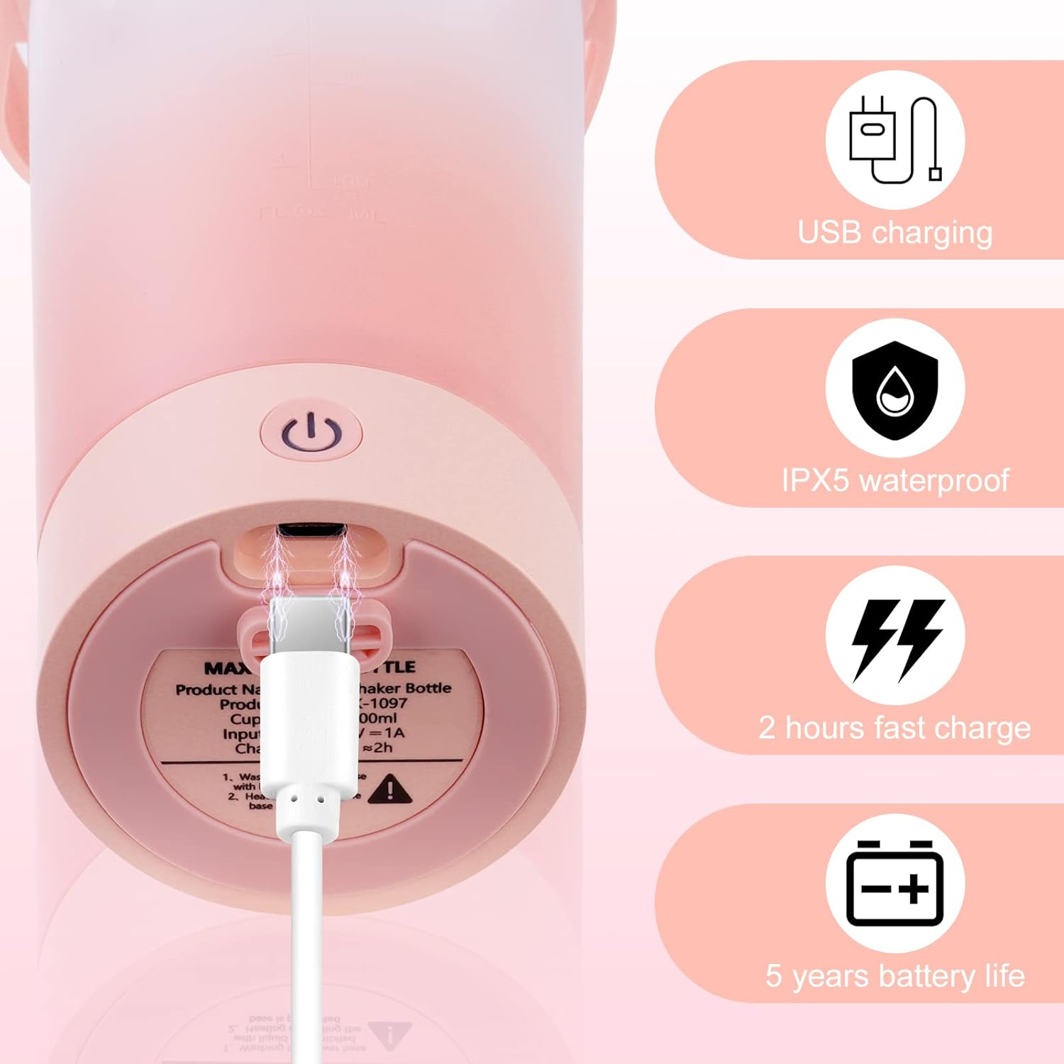 マイプロテイン プラスチック シェイカー - クリア/ブラック | Myprotein プレミアム電気プロテインシェイカーボトル プロテインシェイカーUSB充電式 ジムフィットネスカップ アイソレートダイエット スポーツ