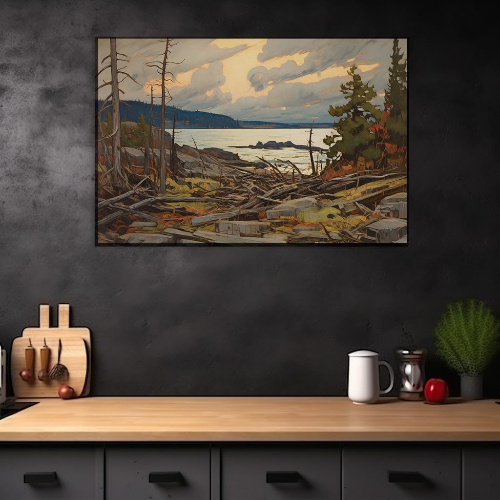 Art Wall: Serene Shoreline At Dusk, a Captivating Landscape Of Nature's Untamed Beauty. Interior Decor, Canvas Art Design, Arts Wall Decoration, Office Arts Design, Size: 69x46 cm (27x18 inch)