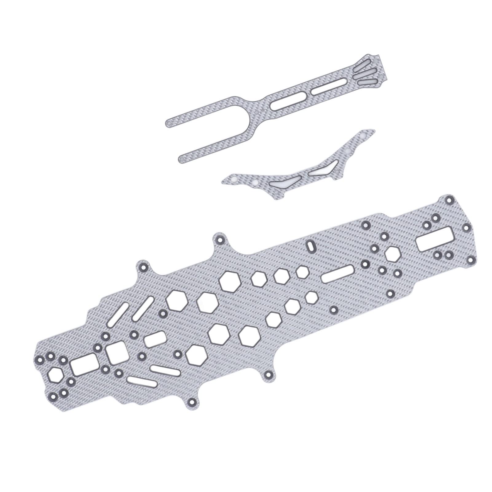Chasis de Fibra de Carbono RC, Alta flexibilidad, para mecanizado CNC, Reemplazo de hundimiento Hueco de 2 Capas, para Placa de Chasis Inferior RC (Plata)