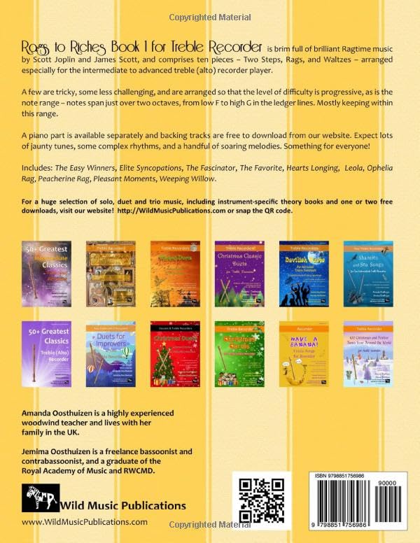 Rags to Riches Book 1 for Treble Recorder: 10 fun Ragtime masterpieces arranged especially for intermediate and advanced treble recorderists. Piano ... Recorder Music for Intermediate Players) image 3