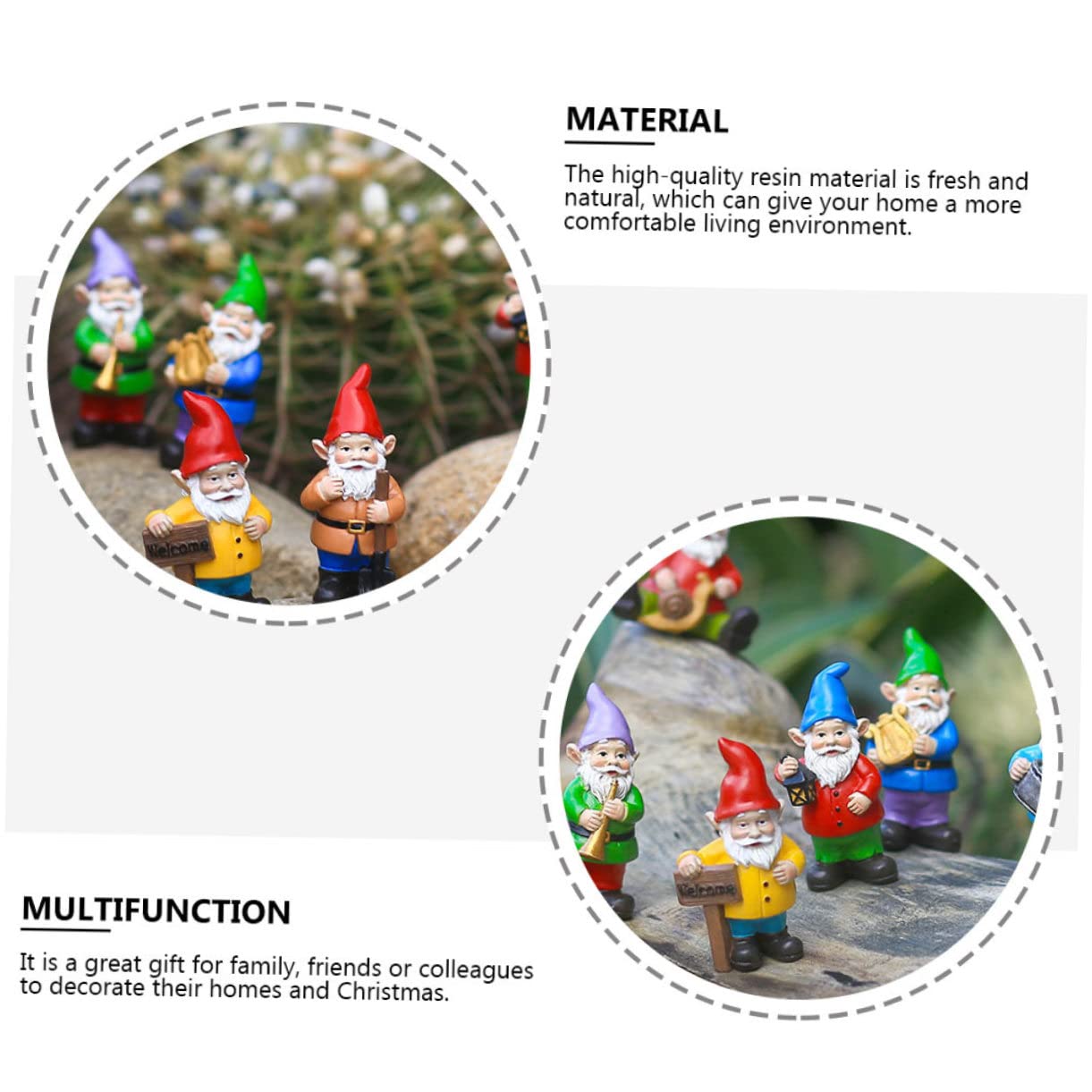 Kisangel Figurina de Gnomos 7 Piezas de Resina para Decoración Navideña | Set de 1 Juego, Estilo Cartoon Creativo y Único, Pensado para Niños Decorar el Hogar