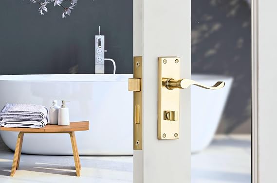 Designer Levers Victorian Scroll Lever Door Handles, Polished Brass, 1 Pair