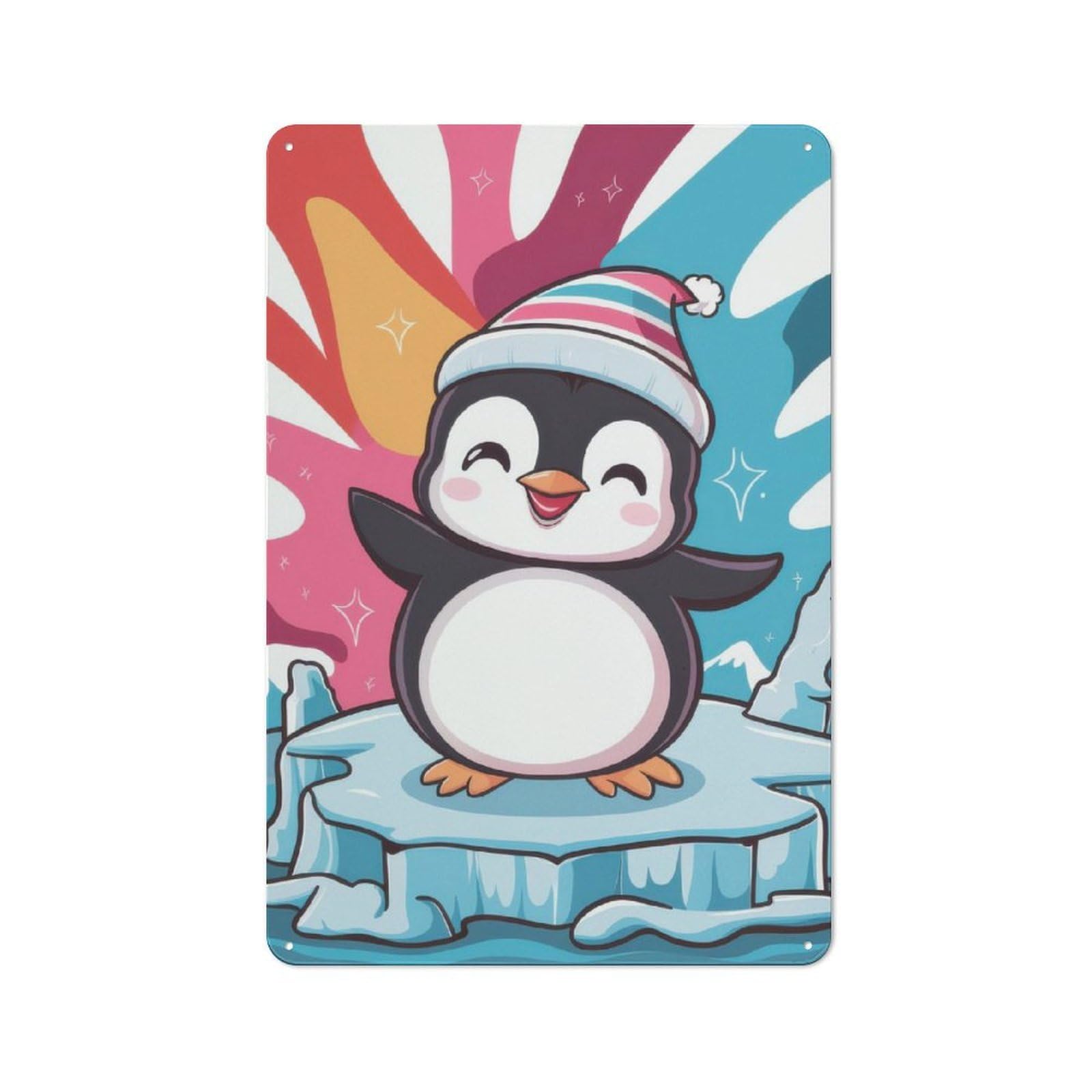 Penguin Animal Penguins Decorative Tin Sign 30x20cm, Old Fashioned Vintage Wall Decor for Lounge, Study, Pub Or Wall Gallery