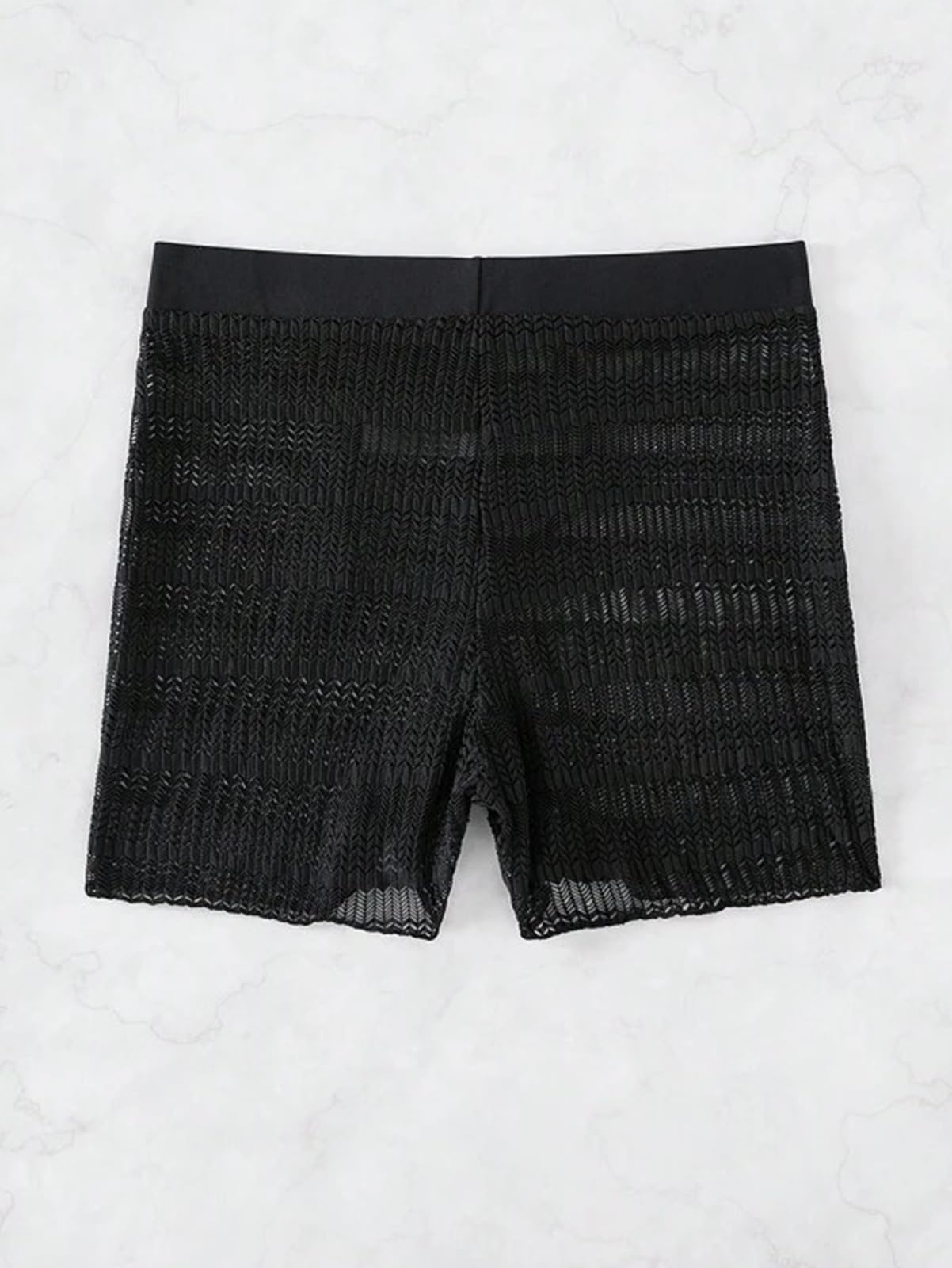 Pantalones cortos para mujer con abertura y cintura alta, semitransparentes con lazo frontal (bragas no incluidas), 871 negro 4