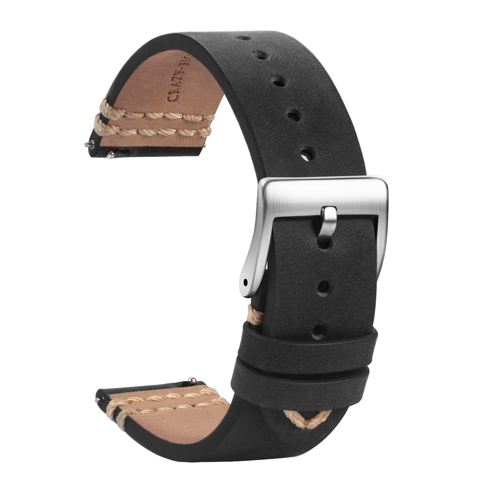 Tstrap Soft Quick Clasp Leather Strap Replacement Bands for Men Women Smart Watch Bands 18mm 19mm 20mm 21mm 22mm