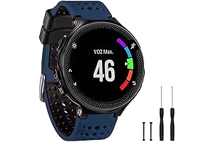 Upgraded Band Compatible with Garmin Forerunner 735XT/235/220/230/620/630 Smart Watch ( 2 Pack, Black+Blue )