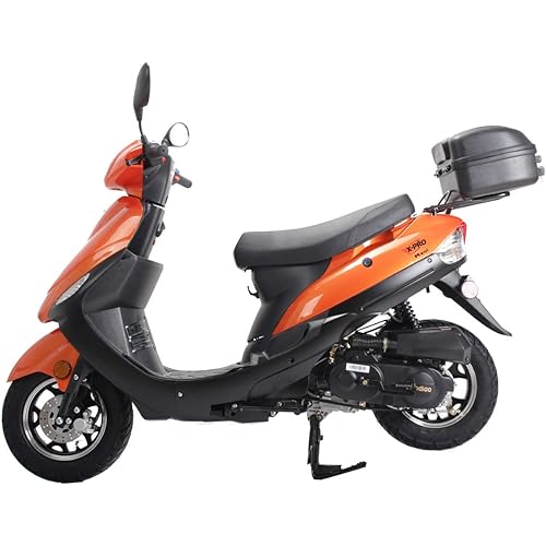 X-PRO Maui 50 Gas Moped with 10" Aluminum Wheels, Rear Trunk, Electric/Kick Start! (Orange)