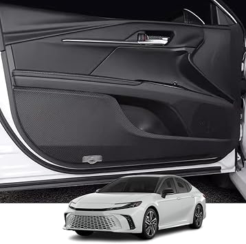 Custom Interior Accessories for Toyota Camry 2025 2026 Leather Door Anti Kick Pad Stickers,Side Edge Film Protector Stickers 4 Pieces/SetCarbon Fiber
