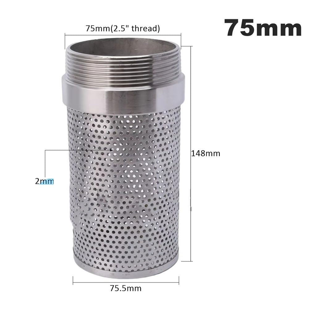 Filtro Di Ingresso SS304 Da 20 Mm ~ 110 Mm, Filtri A Rete Dura for Pompa Dell'acqua for Irrigazione Da Giardino Agricolo Acquario(2.5 Inch)