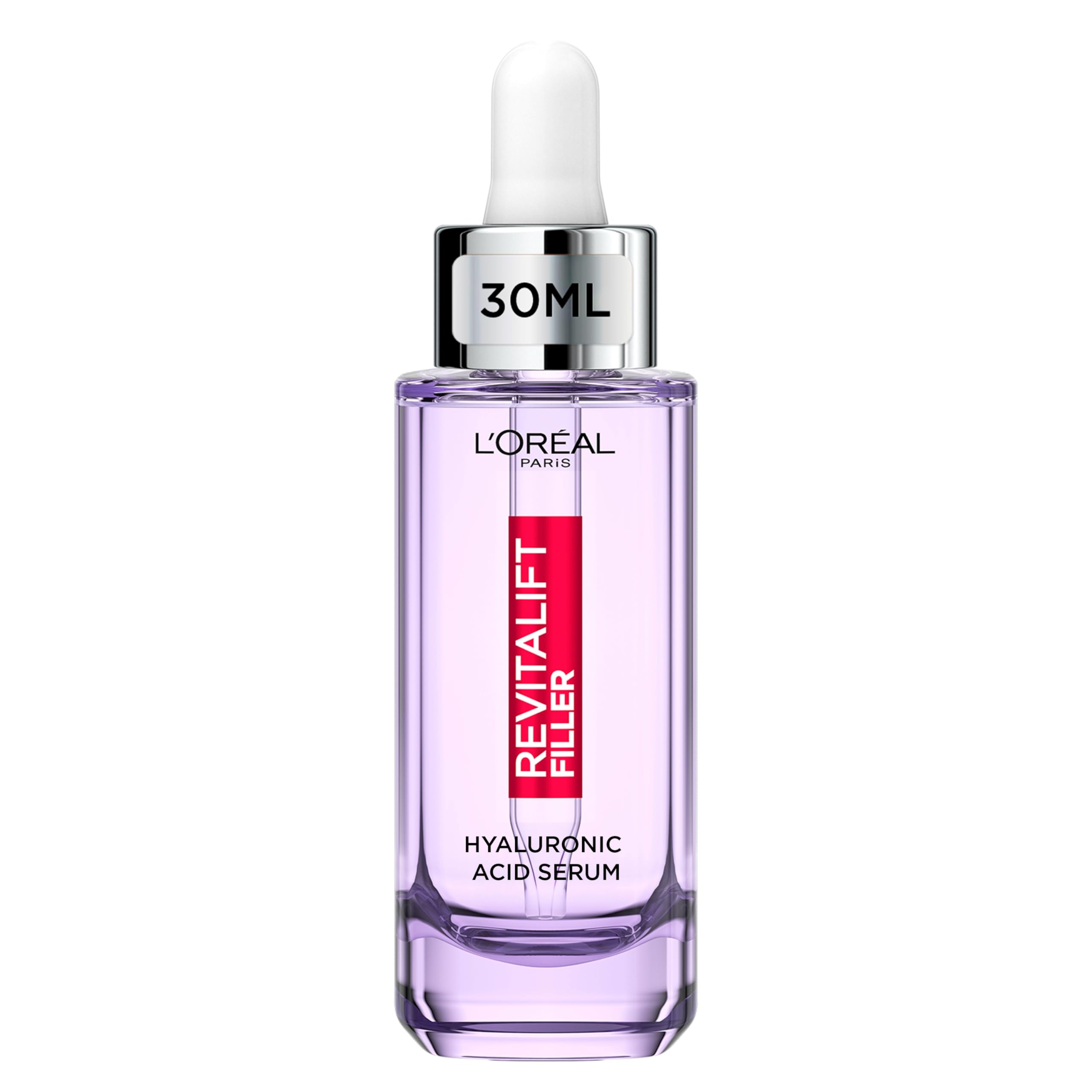 L'Oréal Paris Revitalift Filler Hyaluronic Acid Serum [1.5% Pure Concentrated Micro-Epidermic Hyaluronic Acid], Dropper Serum, Intensely Hydrates & Replumps, Visibly Reduces Fine Lines & Wrinkles