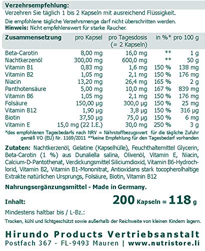 Beta-Carotin Bräunungskapseln von The Nutri Store, 200 Stück