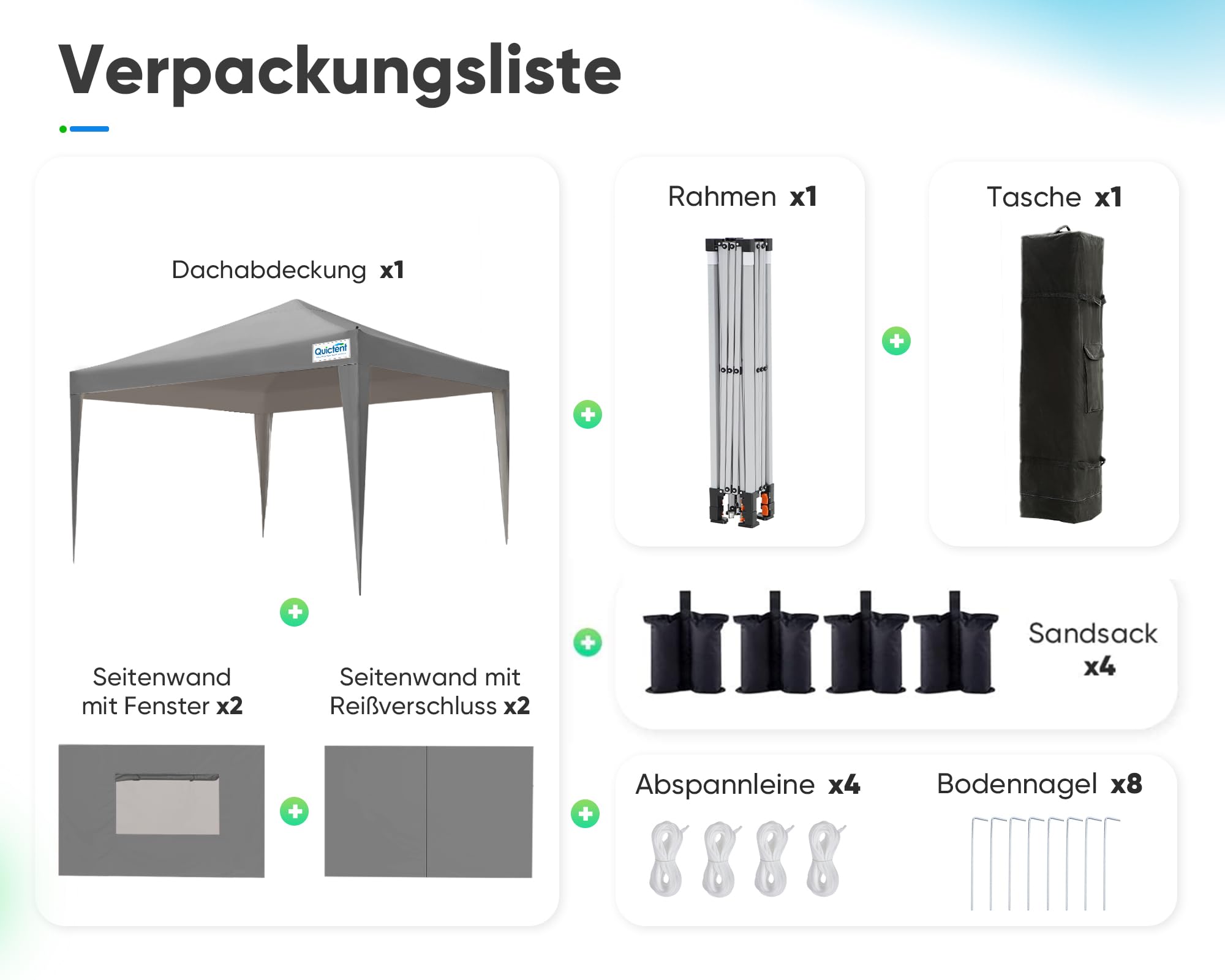 Quictent Faltpavillon 3x3m wasserdicht | Pop-Up Pavillon, Gartenpavillon, stabil, winterfest, mit Seitenwänden, UV-Schutz 50+, Tragetasche inkl, Stahlrahmen