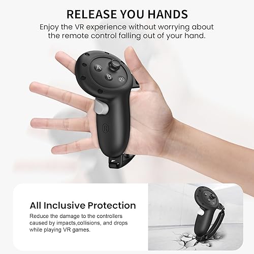 Miniatura 6 de Accesorios VR para Meta Quest 3, juego de funda protectora de silicona 2 en 1 y funda de agarre para controlador compatible con Meta Oculus Quest 3,