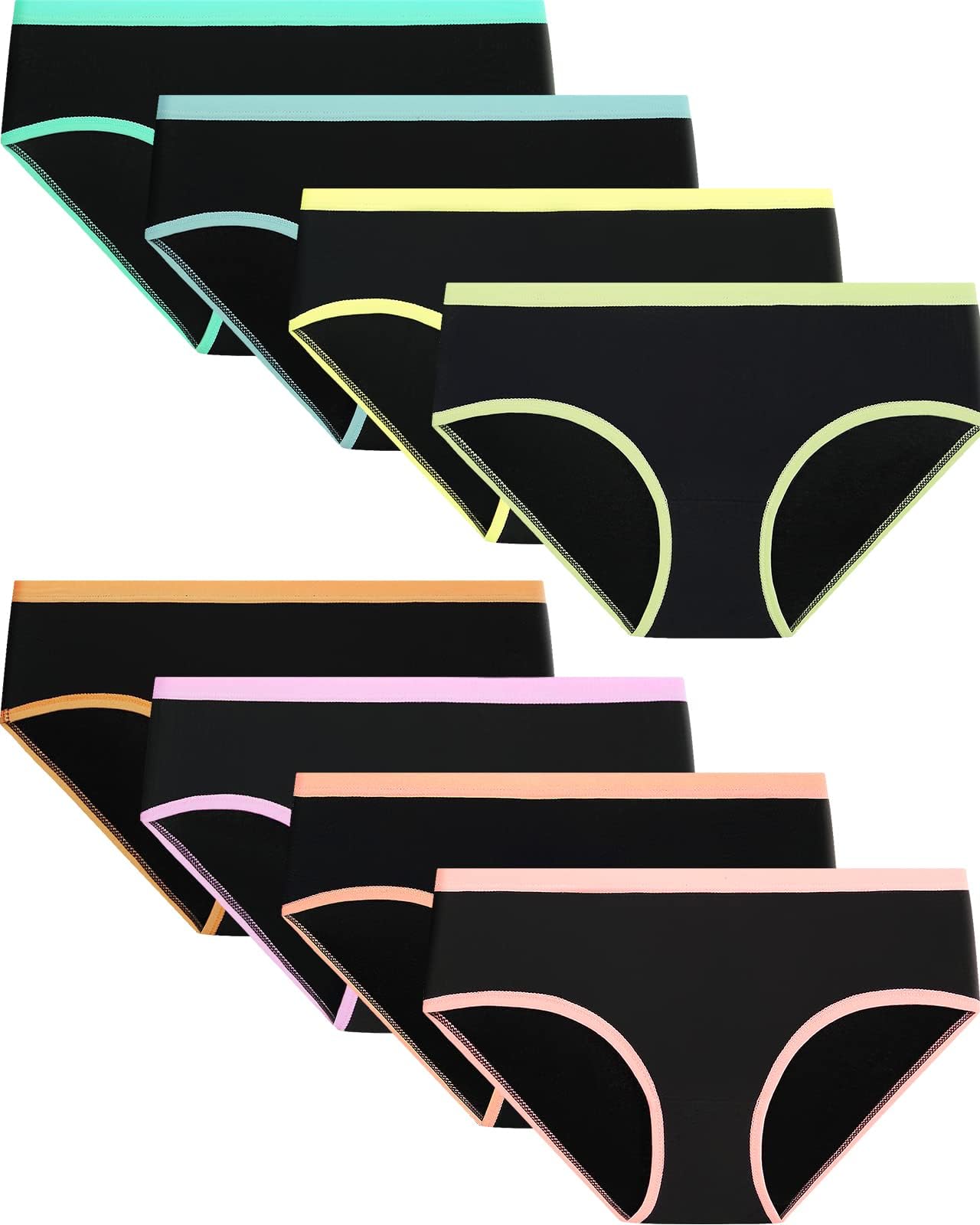 Adorel Teen Girls Underwear Cotton Panties Briefs Solid Color Pack of 8 Bright Splice Colors 15-18 Years (Manufacturer Size XL)