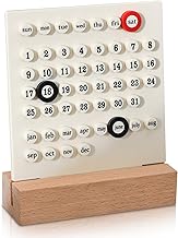 Wood Perpetual Calendar,Perpetual Calendar Date DIY Ornament Wood Base Desktop DIY Ring Manual Ferrule Daily Schedule Date Desk Shop Office Home Decoration